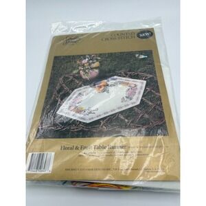 Candamar Design Something Special Counted Cross Stitch Floral Fruit Table Runner